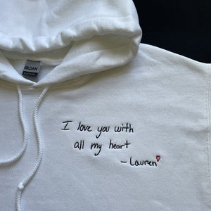 Custom Embroidered Handwriting Hoodie