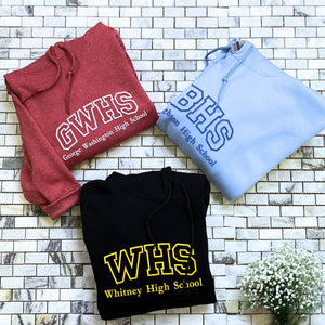 Custom Embroidered High School Name Hoodie