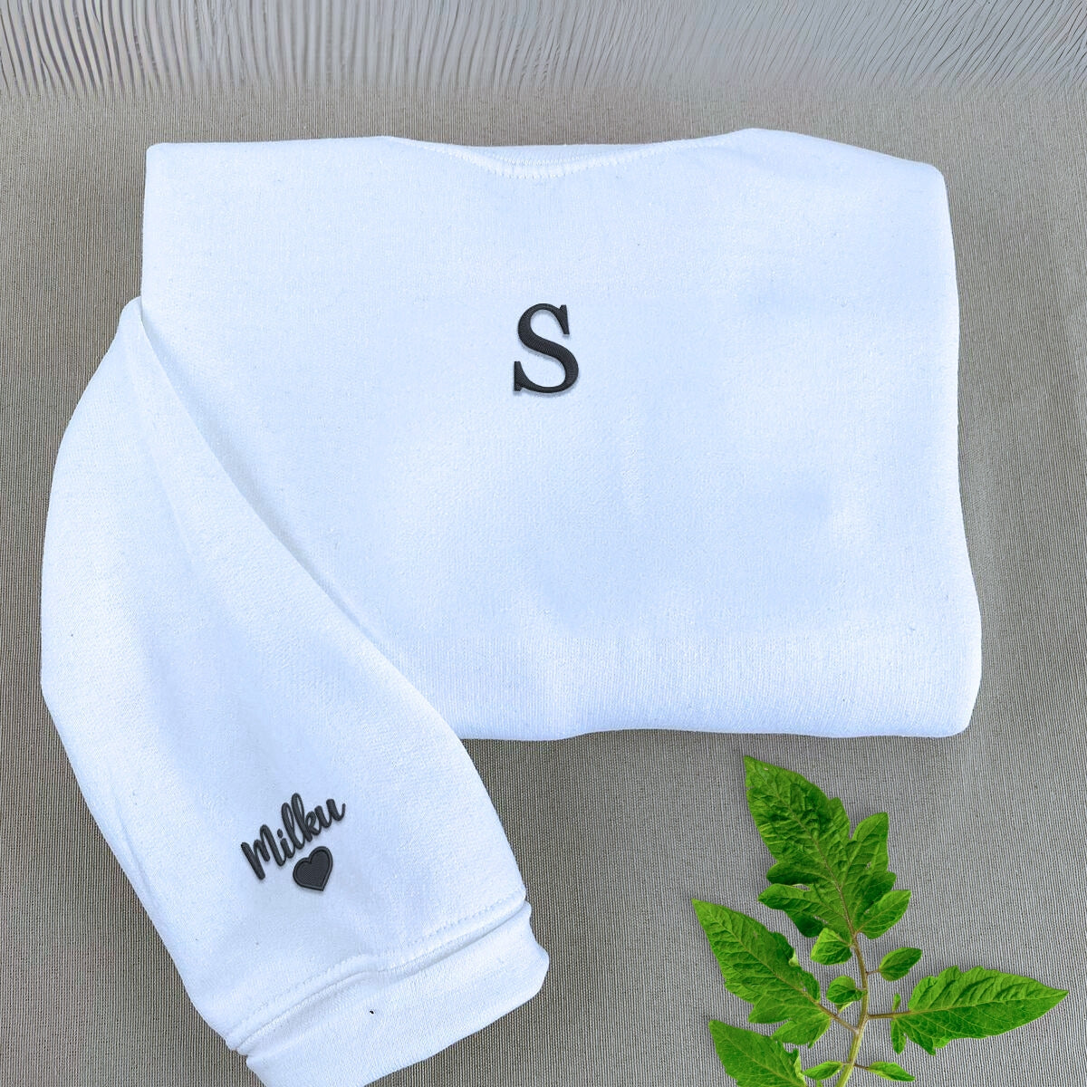 Custom Embroidered Initials on Sweatshirt
