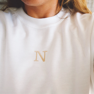 Custom Embroidered Initials on Sweatshirt