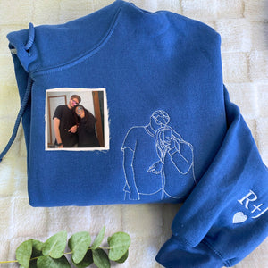 Custom Embroidered Line Art Hoodie from Your Photo