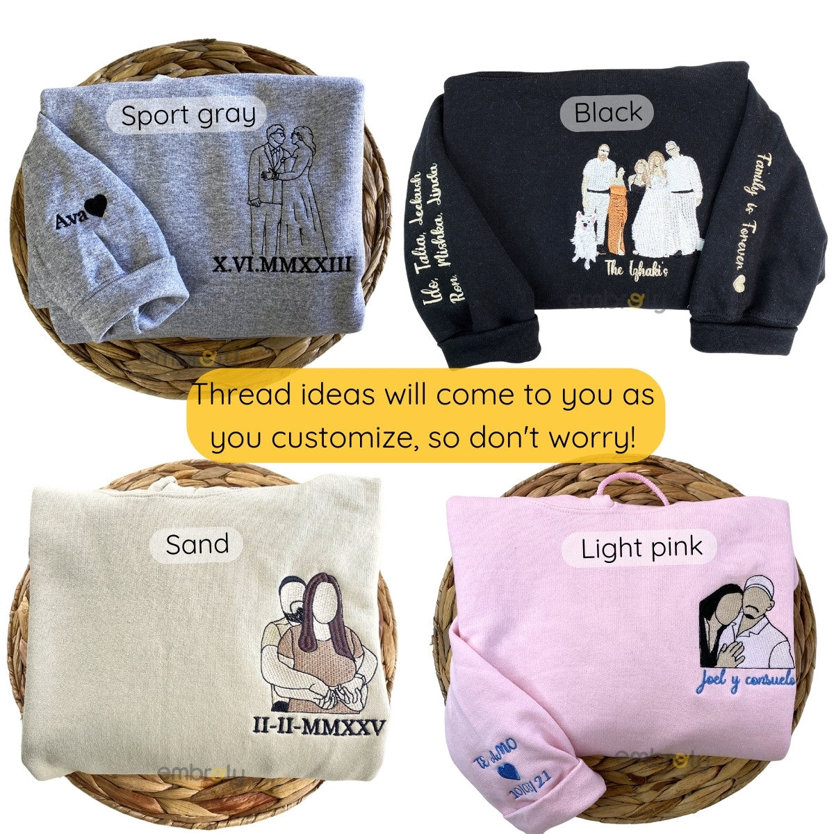Custom Embroidered Line Art Hoodie from Your Photo