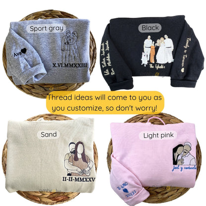 Custom Embroidered Line Art Hoodie from Your Photo