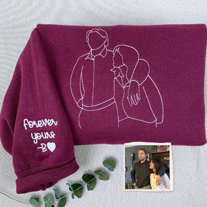 Custom Embroidered Line Art Hoodie from Your Photo