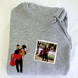 Custom Embroidered Line Art Hoodie from Your Photo