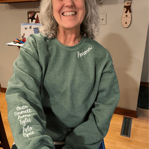 Custom Embroidered Mamaw Sweatshirt with Names on Sleeve