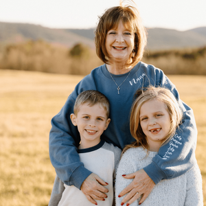 Custom Embroidered Nana Sweatshirt with GrandKids Names on Sleeve