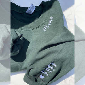 Custom Embroidered Oma Sweatshirt with Names on Sleeve