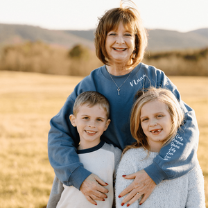 Custom Embroidered Nona Sweatshirt with GrandKids Names on Sleeve