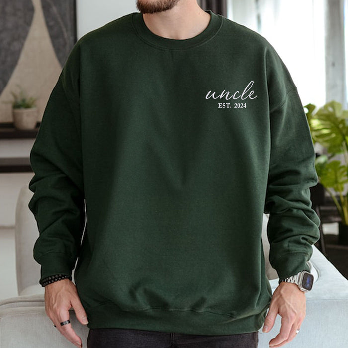 Custom Embroidered Uncle Est Sweatshirt, Personalized Gift for Uncle