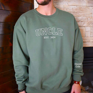 Custom Embroidered Uncle Sweatshirt with Nephews Names on Sleeve