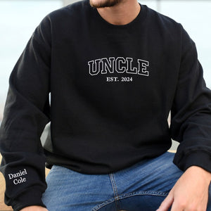 Custom Embroidered Uncle Sweatshirt with Nephews Names on Sleeve