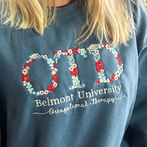 Custom Embroidered University College Floral Sweatshirt