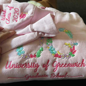 Custom Embroidered University College Floral Sweatshirt