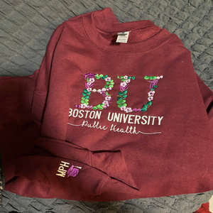 Custom Embroidered University College Floral Sweatshirt