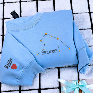 Custom Embroidered Zodiac Sign Constellation Birthday Sweatshirt or Hoodie