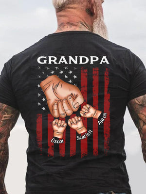 Custom Grandpa Shirt, Personalized Grandkids Hands Shirt, Personalized Papa Custom name, Grandpa Shirt Fist Bump Grandchild names shirt