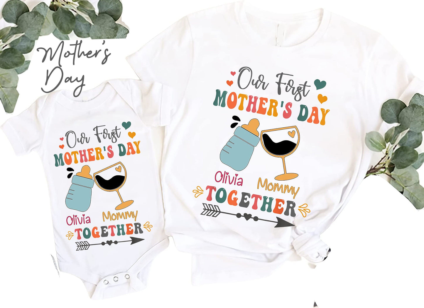 Custom Name Mommy And Me Outfit,Our First Mother's Day Shirt,Mothers Day Matching Shirt,Mother's Day Mommy And Baby Outfit,Mother's Day Gift