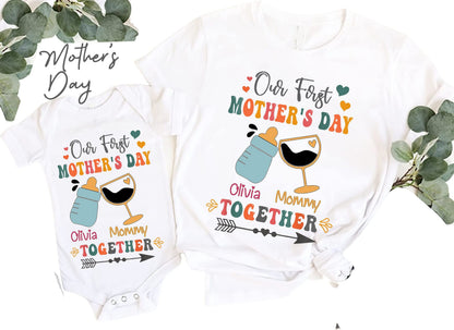 Custom Name Mommy And Me Outfit,Our First Mother's Day Shirt,Mothers Day Matching Shirt,Mother's Day Mommy And Baby Outfit,Mother's Day Gift