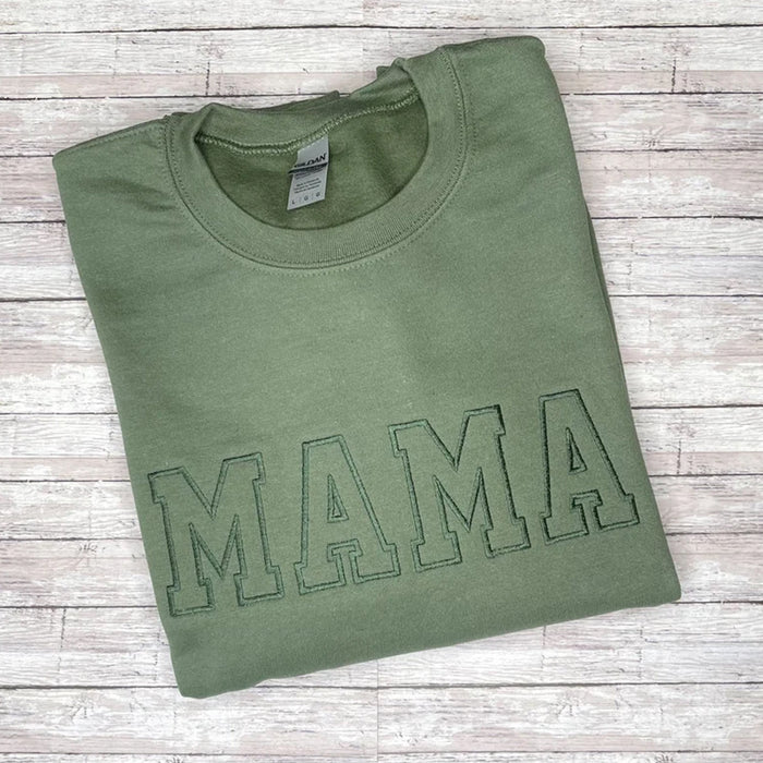 Custom Neutral Mama Embroidered Sweatshirt, Varsity Letter Sweatshirt