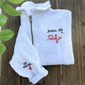 Custom Nurse Sweatshirt or Hoodie, Personalized Embroidered Gift For Nurse