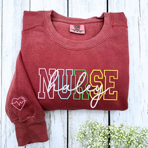 Custom Nurse Quarter Zip Sweatshirt or Full-Zip Hoodie, Embroidered Gift for Nurse