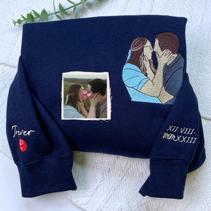 Custom Pet Portrait Embroidered Sweatshirt, Hoodie, Custom Pet Picture 7778382905563