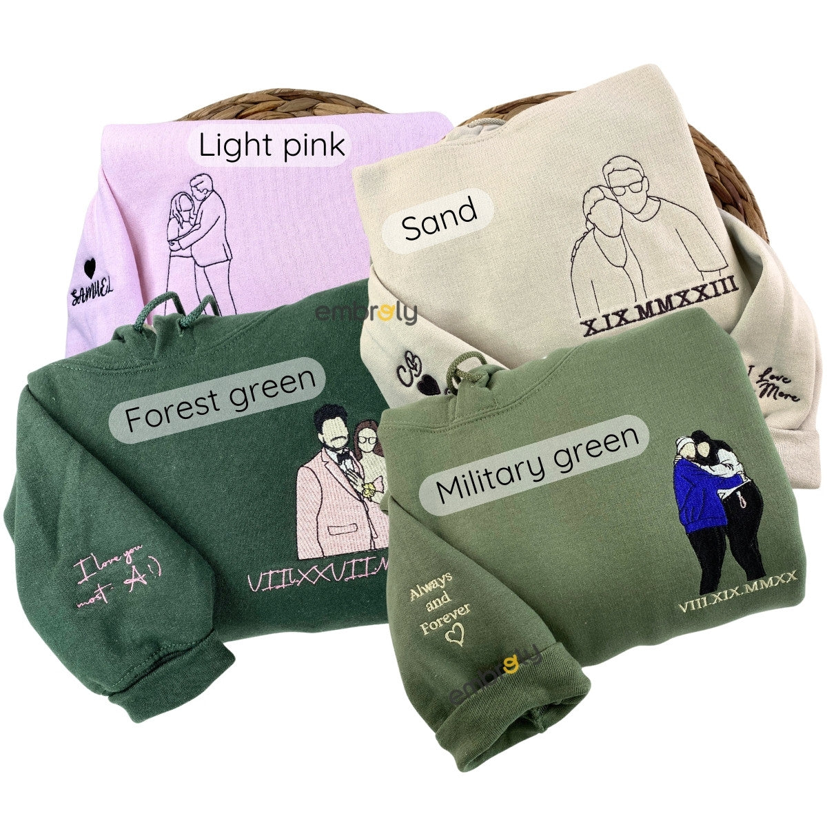 Custom Pet Portrait Embroidered Sweatshirt, Hoodie, Custom Pet Picture 7778382905563
