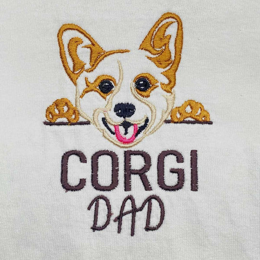 Custom Corgi Dog Dad Embroidered Hoodie, Personalized Hoodie with Dog Name, Best Gifts For Corgi Lovers