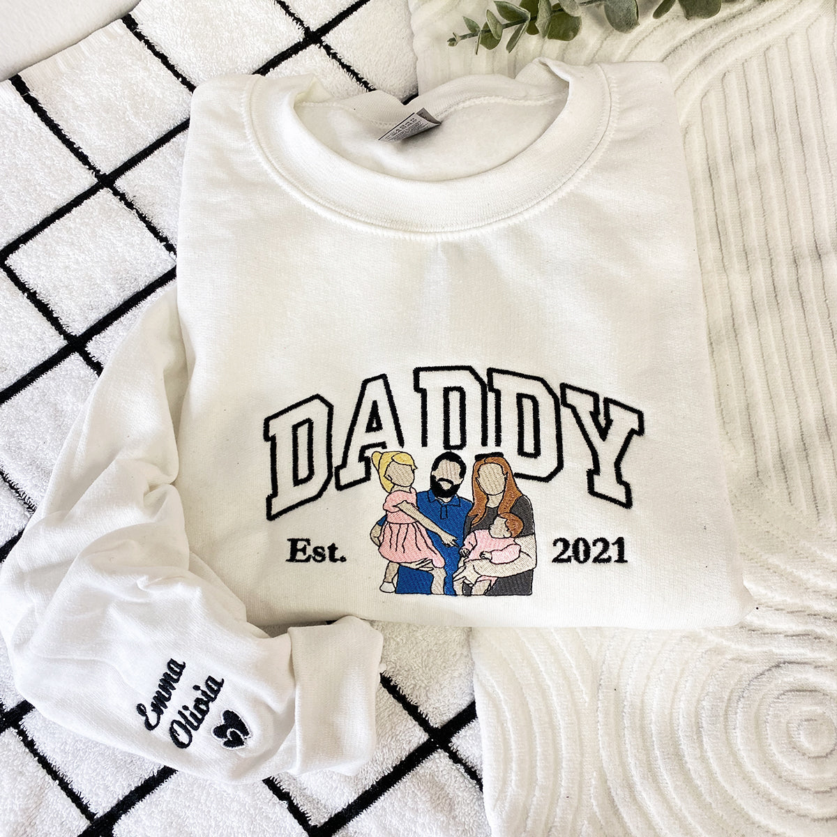 Custom Embroidered Grandpa Portrait from Photo Sweatshirt or Hoodie, Sweatshirts For Grandpa