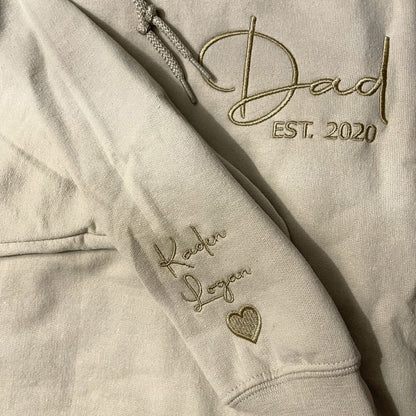 Custom Embroidered Papaw Sweatshirt with GrandKids Names on Sleeve, Personalized Gift for Papaw, New Papaw Father's Day Birthday Gift