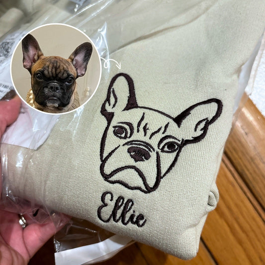 Custom Embroidered Pet Sweatshirt, Hoodie with Photo Portrait - Personalized Pet Gifts