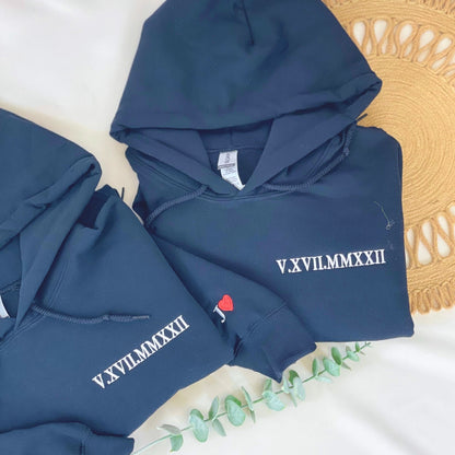 Custom Embroidered Roman Numeral Sweatshirt, Personalized Anniversary Gift for Matching Couples 8192269811931