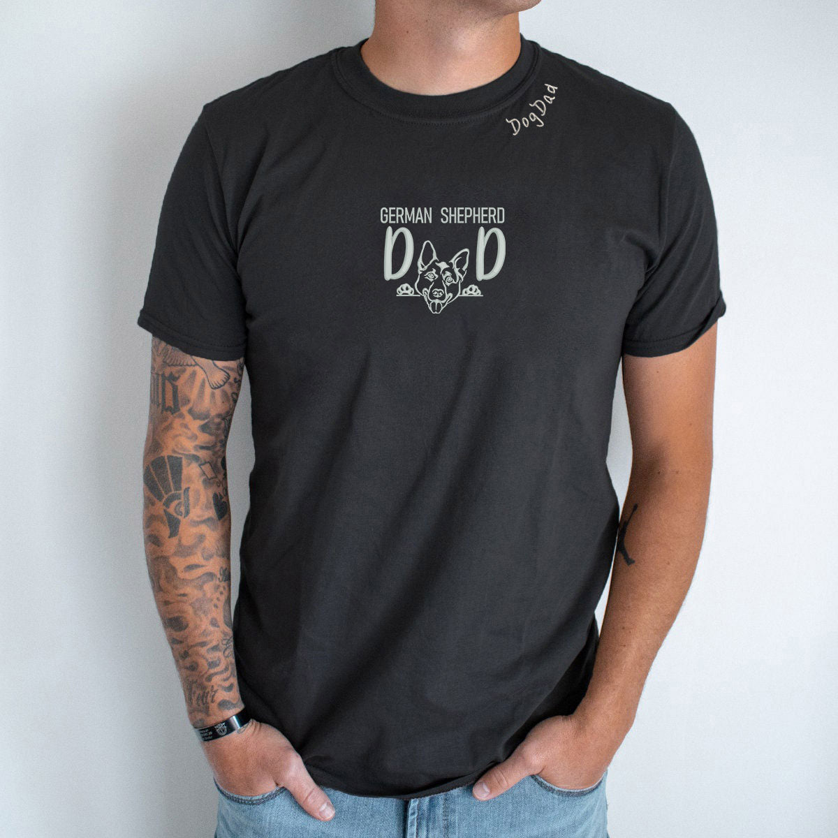 Custom German Shepherd Dog Dad Embroidered Collar Shirt, Personalized The DogFather Shirt German Shepherd, Gifts For German Shepherd Lovers