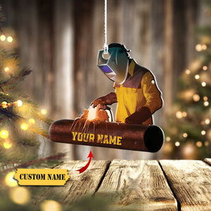 Customized Proud American Welder, Welder Hanging Ornament, Custom Christmas Ornament, Ornament Christmas, Ornament For Gift