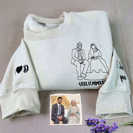 Custom sweatshirt with Picture, Embroidered Photo Portrait Hoodie or Sweatshirt