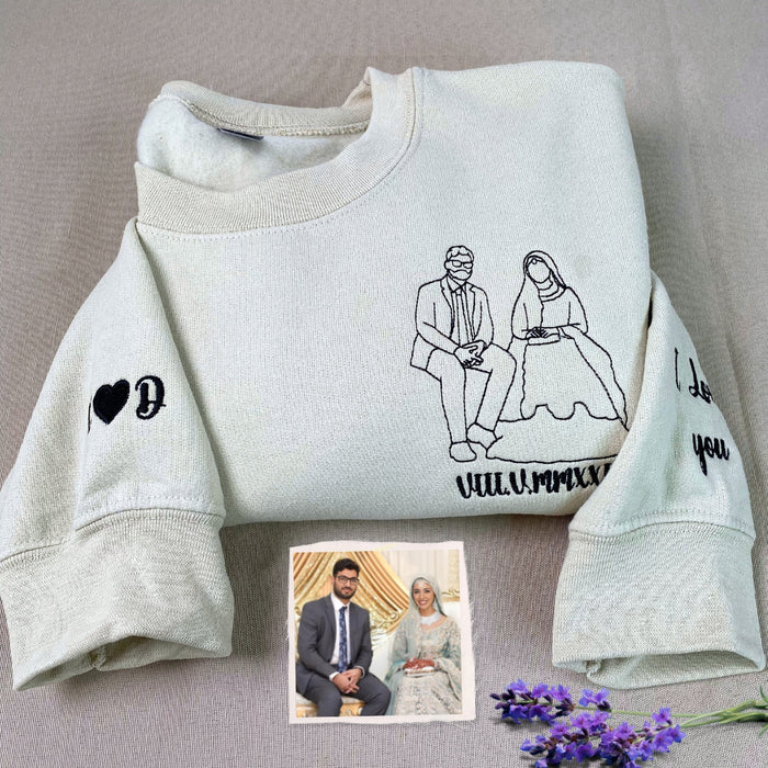 Custom sweatshirt with Picture, Embroidered Photo Portrait Hoodie or Sweatshirt