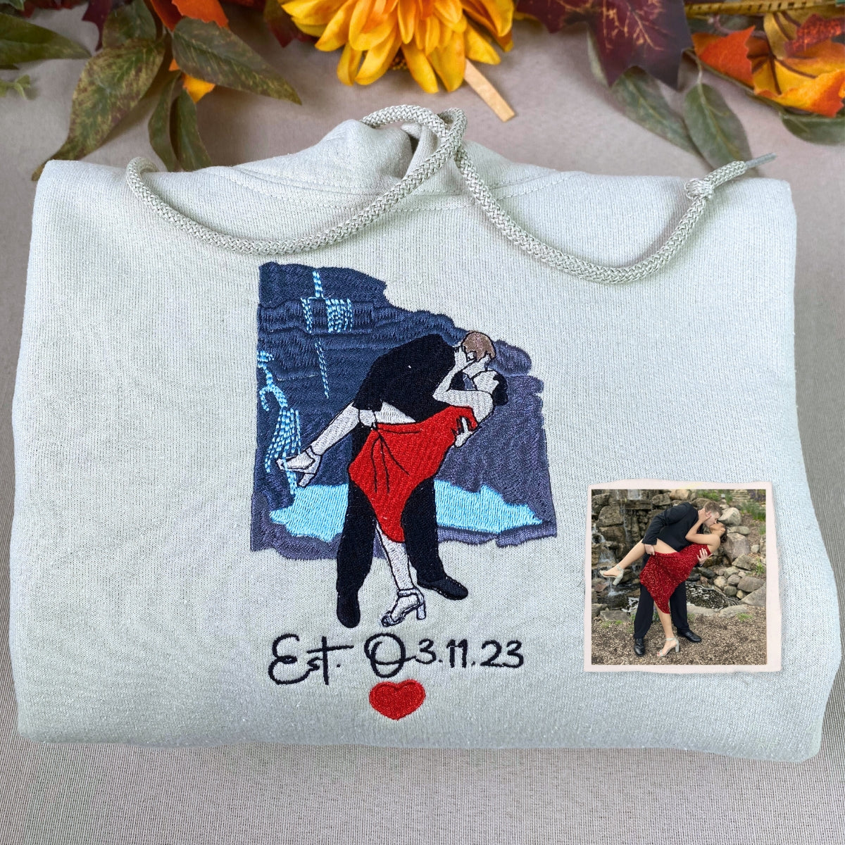 Custom sweatshirt with Picture, Embroidered Photo Portrait Hoodie or Sweatshirt