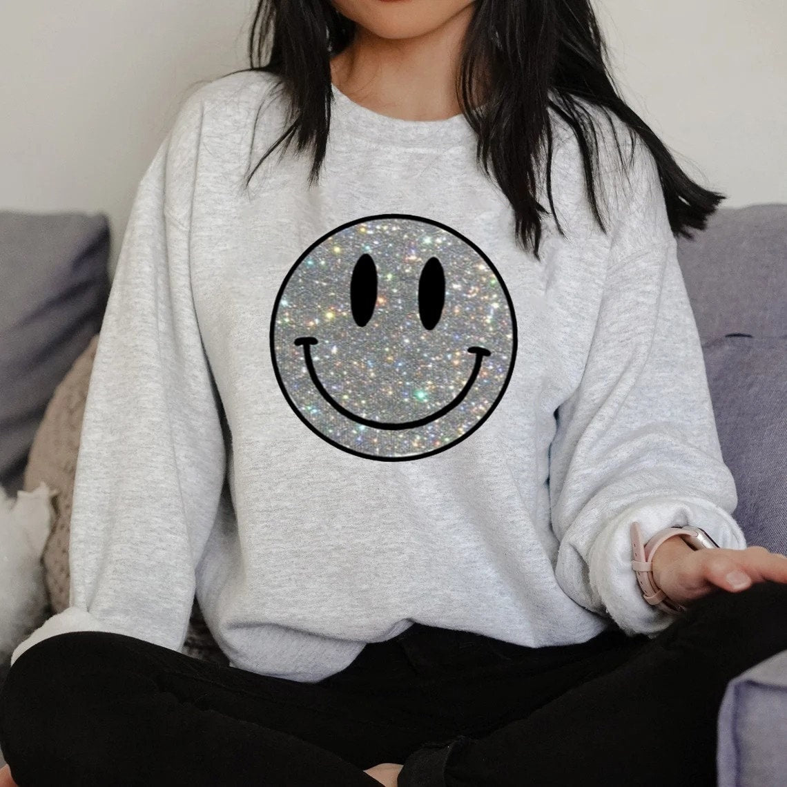 Cute Smile Shirt, Smiley Face Shirt,Happy Face Shirt,Happy Face, Positive Vibes T-shirt,Trendy Sweatshirt, Gift For Her, Emotionally Drained