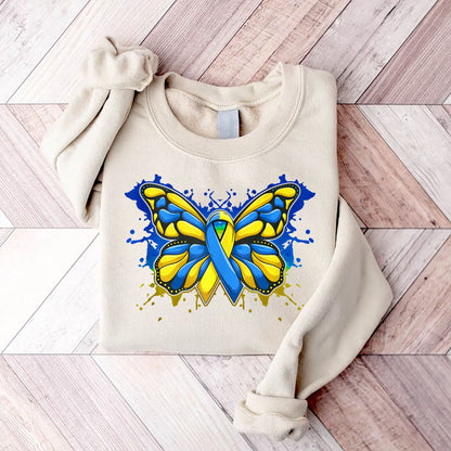 Down Syndrome Butterfly Sweatshirt, Down Syndrome Awareness Tee, Down Syndrome Shirt, Down Syndrome Aware, Down Syndrome Awareness Gift