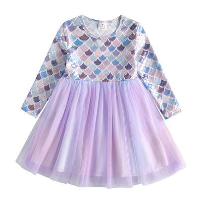 Baby Girls Dresses Flying Sleeve Winter Princess Dress For Girls Colorful Children Birthday Party Costumes Cartoon Dresses