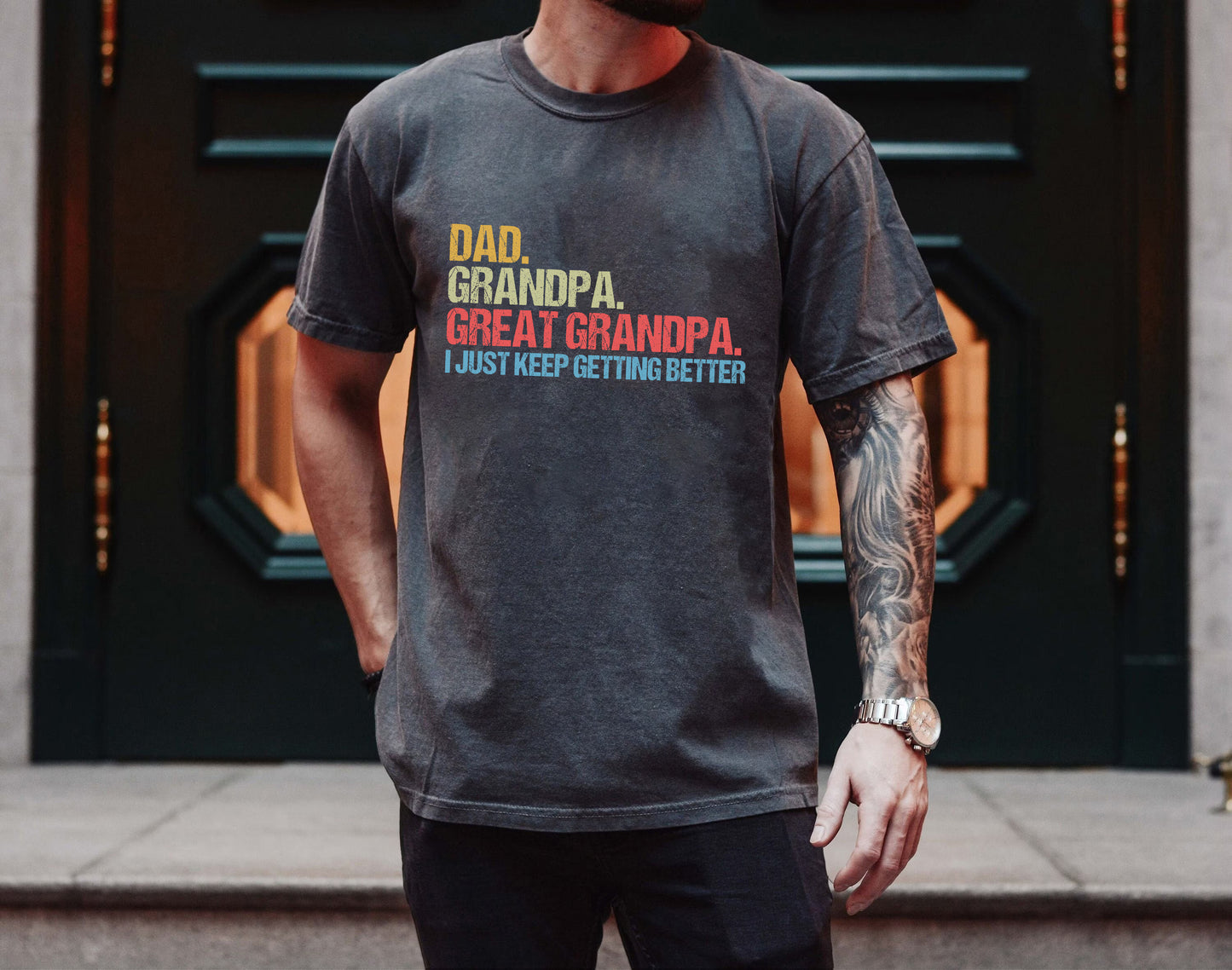 Far bedstefar og oldefar T-shirt, jeg bliver bare bedre skjorte, forfremmet til oldefar skjorte, bedstefar skjorte, far t-shirt