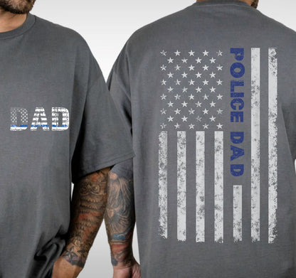 Daddy Fathers Day Vintage Patriotic Distressed American Flag T-Shirt, Police Dad Shirt, American Flag Blue Line Cop Far, Stolt politifar