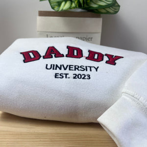 Daddy University Sweatshirt  Hoodie, Embroidered Kids Names on Sleeve