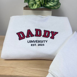 Daddy University Sweatshirt  Hoodie, Embroidered Kids Names on Sleeve