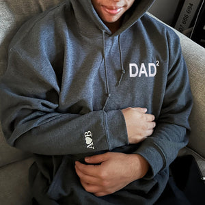 Dad Est Sweatshirt or Hoodie, Embroidered Gift for Dad with Kids Name on Sleeve