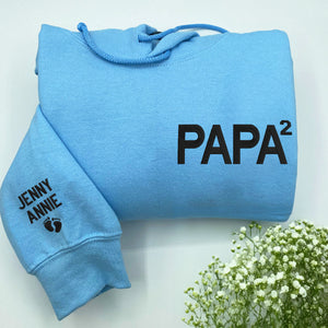 Dad Est Sweatshirt or Hoodie, Embroidered Gift for Dad with Kids Name on Sleeve