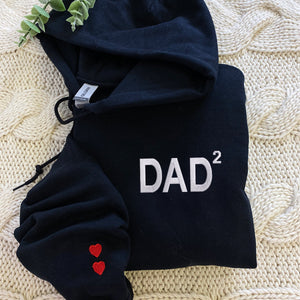 Dad Est Sweatshirt or Hoodie, Embroidered Gift for Dad with Kids Name on Sleeve