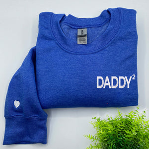 Dad Est Sweatshirt or Hoodie, Embroidered Gift for Dad with Kids Name on Sleeve