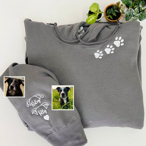 Dog Paw Sweatshirt, Hoodie Embroidered with Dog Ear, Name for Dog Lover